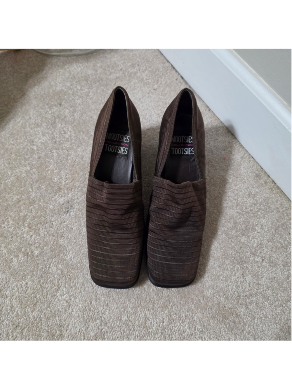Mootsies Tootsies Brown Square Toe Block Heel Loafers Size 6M Y2K